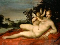 GG 1154  GG 1154, Johann Rottenhammer (1564-1625), Ruhende Venus mit Amor, Leinwand, 133 x 184 cm : Götter